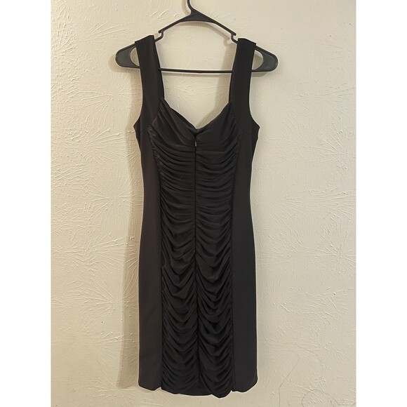 CACHE Dress 10 Black Rouched Bodycon Retro Gothcore Alt Y2K Cocktail - Picture 2 of 4